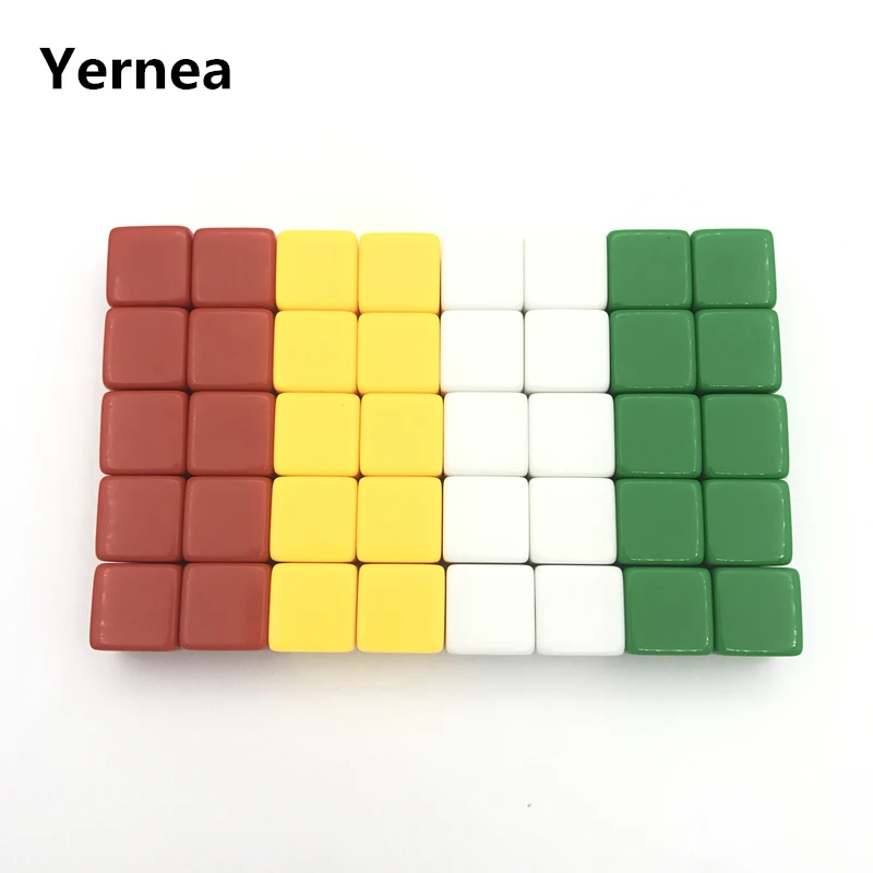 Yernea High-quality 50Pcs/Lot 16mm Blank Dice D6 Color  Can Write and Carving Blank Dice Children Teaching Game Dice Wholesale