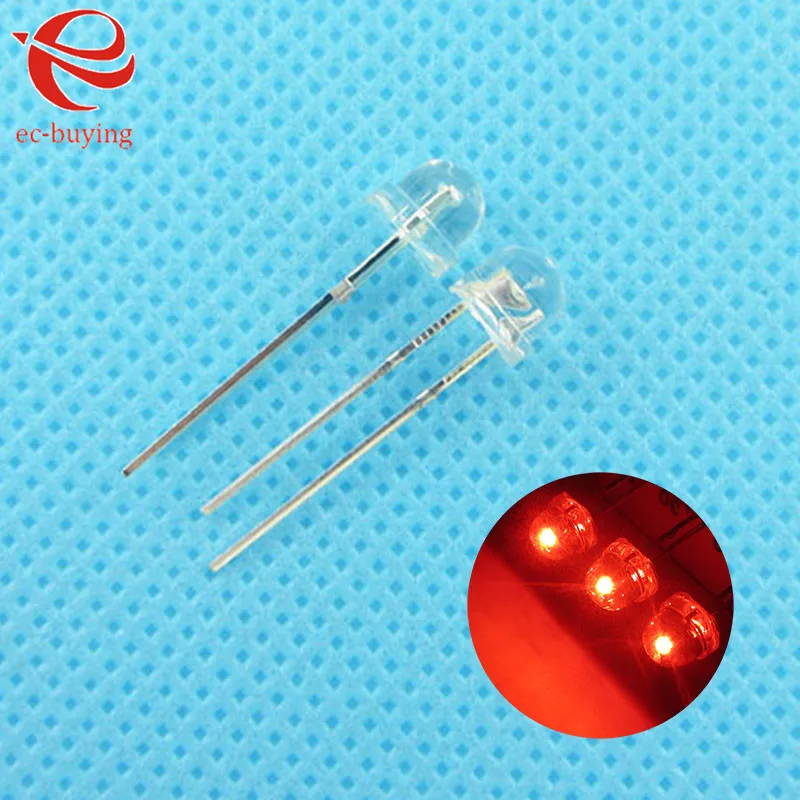 100pcs 5mm F5 Straw Hat LED Bright Clear Red White Yellow Blue Emerald-green Pink Purple Light LED Emitting Diodes DIY