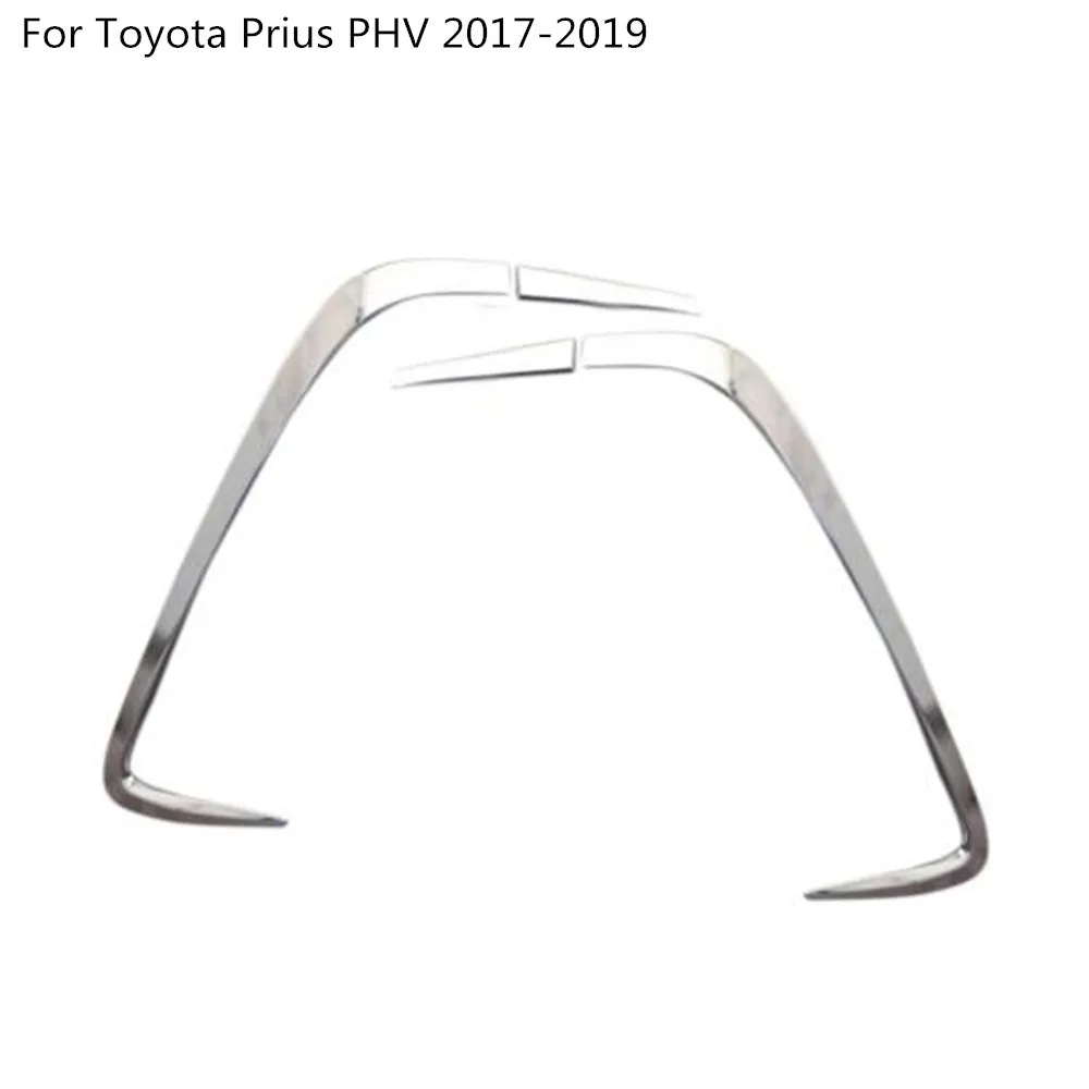 سيارة الخلفي الخلفي الضباب إطار المصباح الخفيف عصا التصميم ABS كروم غطاء الكسوة الحاجب لتويوتا بريوس PHV Prime 2017 2018 2019 2020 #5
