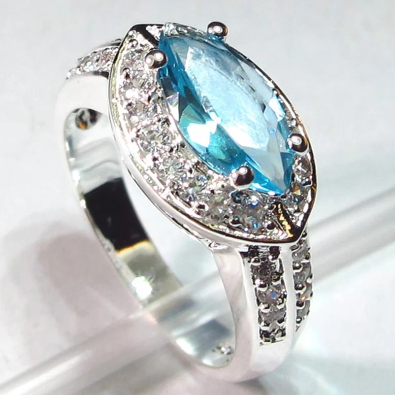 SHUNXUNZE винтажные модные обручальные кольца Ювелирные изделия и аксессуары для мужчин и женщин Голубой камень с родиевым покрытием R309 размер 8 9 10