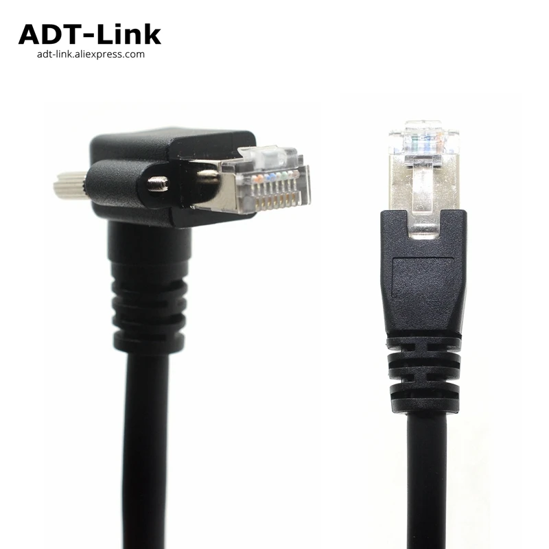 GIGE Camera Cable Cord GigE Vision RJ45 Cable Screw Lock Industrial Camera Machine Vision elbows 90 degrees Angled Design