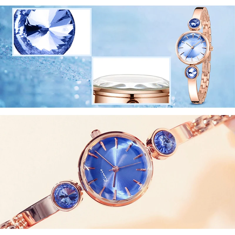 Kimio Classic Blue Women Bracelet Watch Ladies Gem Quartz Watches Clock Female Dress Relogio Feminino For Woman Relojes Mujer