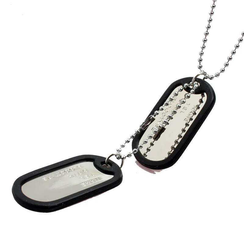 Men High Qualtiy Hip Hop Personal Information Necklace U.S. Soldiers Double Dog Tag Chain Punk Jewelry Wholesale Price