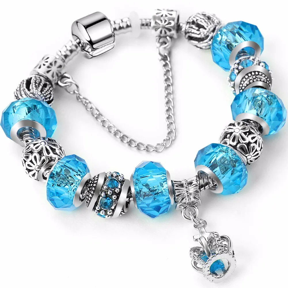 Plated Charm Bracelets for women with a beautiful Murano Beads Pa Original bracelet for women jewelry gift