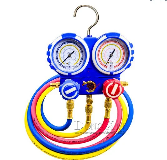 

VMG-2-R410A Manilfold Pressure Gauge With hand-crarry plastic case,R410A, CE Approved, 3 pcs charging hoses