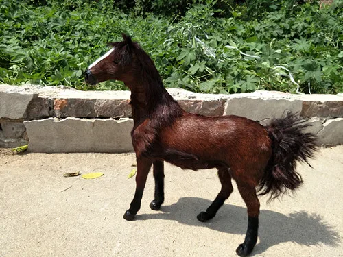 

new simulation brown horse toy polyethylene & furs Khan blood horse doll gift about 36x34CM 268