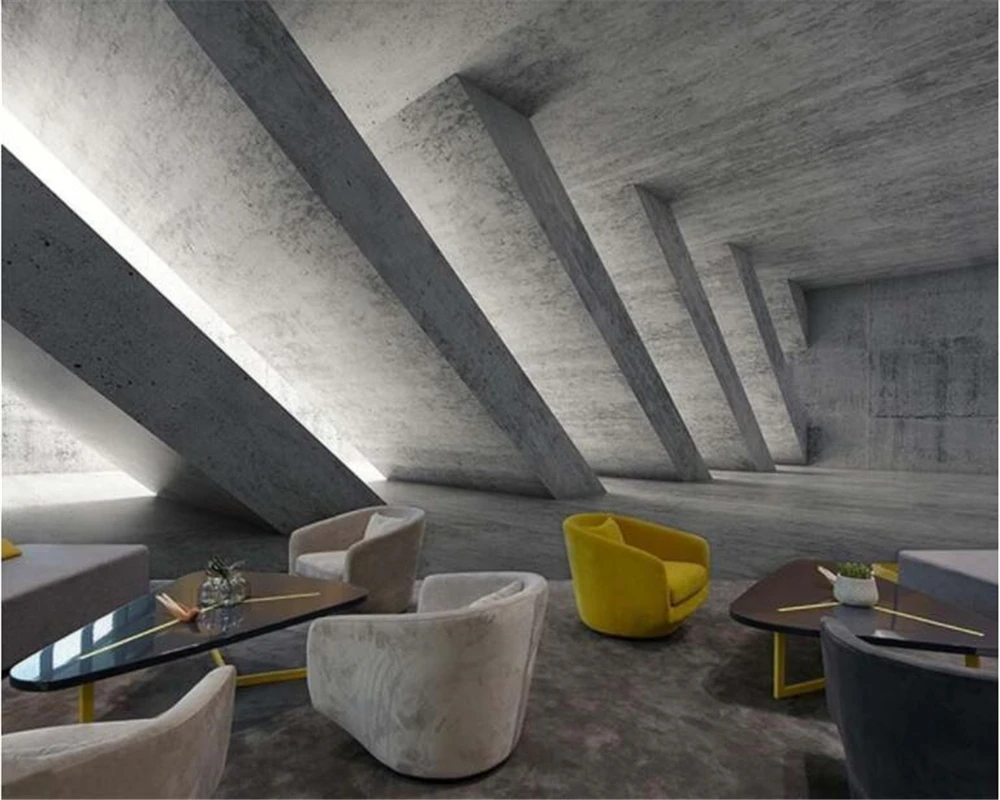 

beibehang papel de parede 3d vintage industrial wind cement gray wall extension space wallpaper restaurant hudas beauty