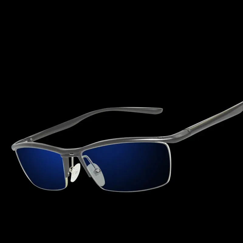 Blue Light Blocking Men\'s Computer Glasses Transparent Spectacles Anti Blueray Protective Eyewear Magnesium Aluminum Yellow Lens