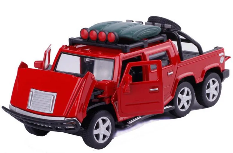 1:32รถรุ่นอัลลอย,จำลองสูง6-wheel Hummerรุ่นของเล่นยานพาหนะโลหะd iecasts,ดึงกลับและกระพริบและดนตรี,จัดส่งฟรี