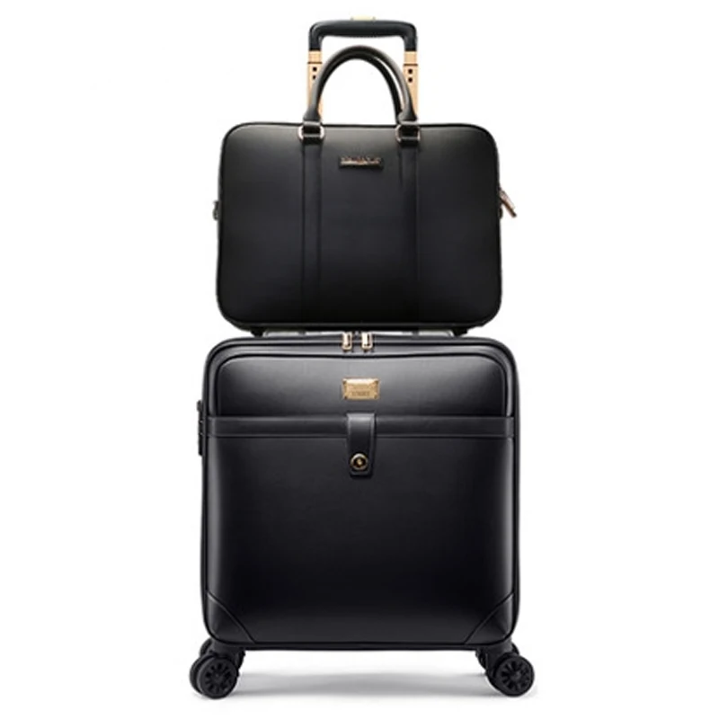 New Men high quality Genuine cow Leather cabin trolley suitcase Women large capacity business rolling luggage sets on wheel