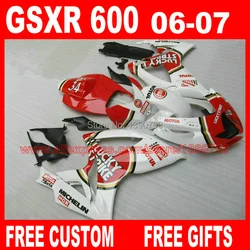 Motorcycle Fairing kit for SUZUKI K6 2006 2007 GSX-R600 GSX-R750 red white LUCKY STRIKE  fairings set  GSXR 600 750 06 07 CB30