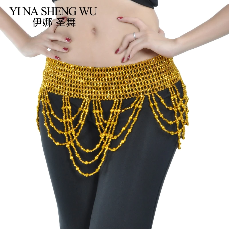 1Pc Bohemian Gypsy Belly Dance Chain New Beaded Big Wave Waist Chain Belly Dance Performance Belt Dance Practice Props 2 Color