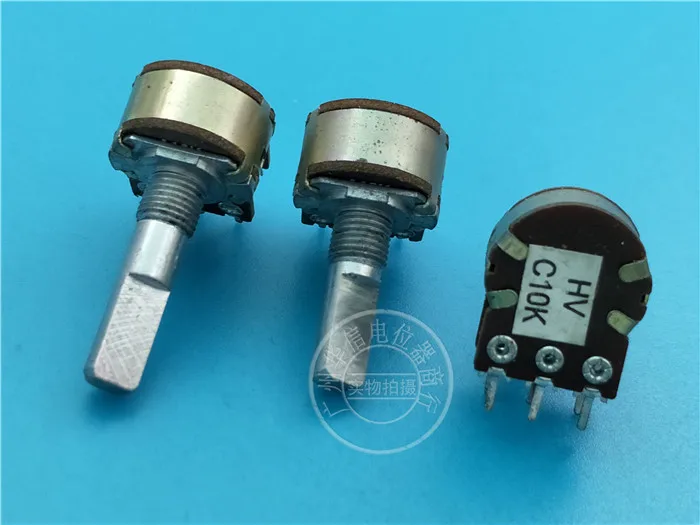 6pcs for  HV 148-type Double Rotary Potentiometer C10K / Knurling Shaft Optional Handle Length 20MMF 25MMF