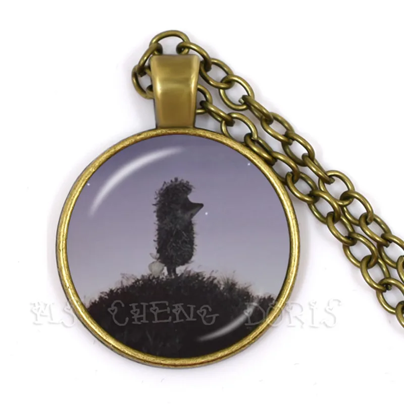 Hedgehog In The Fog Pendant Necklace Men Women Pendant Statement Handmade Fashion Glass Cabochon Necklace Jewelry For Gift
