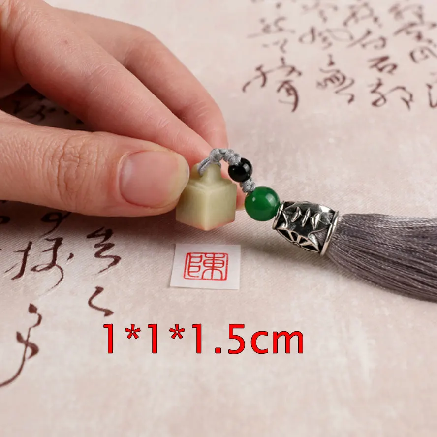 1 piece Mini Chinese Stamp seal Pendant for painting calligraphy artist art supplies set  Gift box ink pad