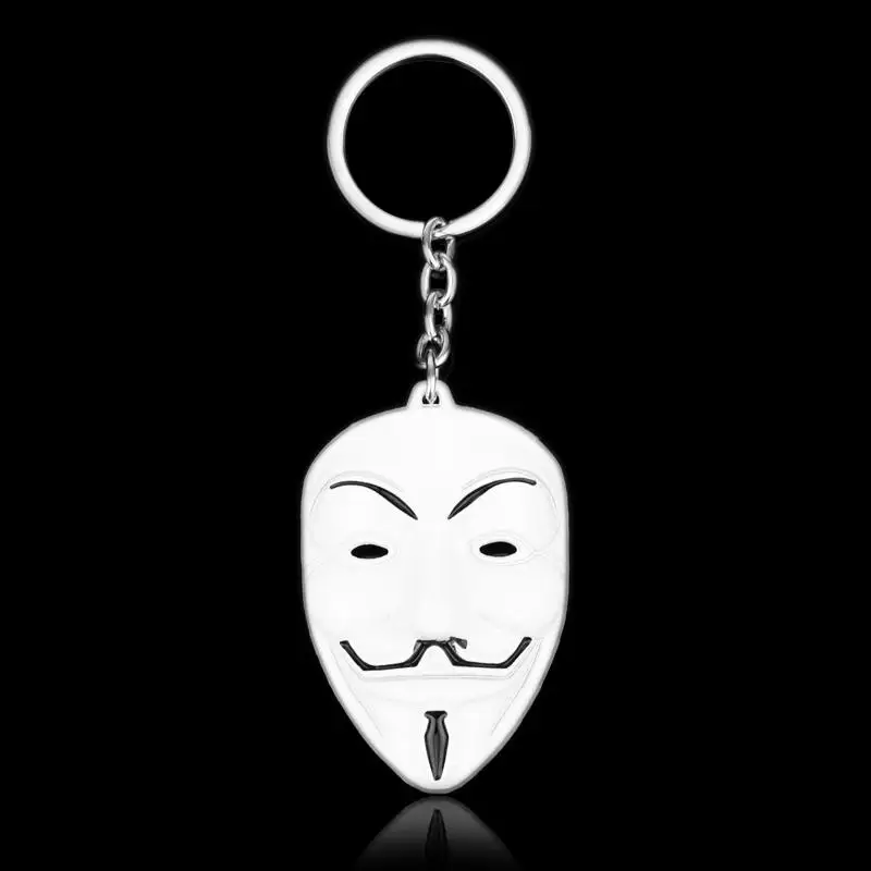 dongsheng V for Vendetta Keychain 4 colors Mask Key Chain Hot movie Key Ring Holder Pendant Chaveiro Jewelry Souvenir YS10015