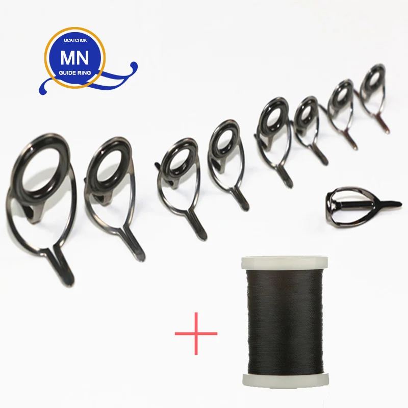 9pcs/Kit MN bracket Baitcasting Rod guide Snakehead Thunder game Rod Boat big game Rod Guide ring stainless steel DIY accessory