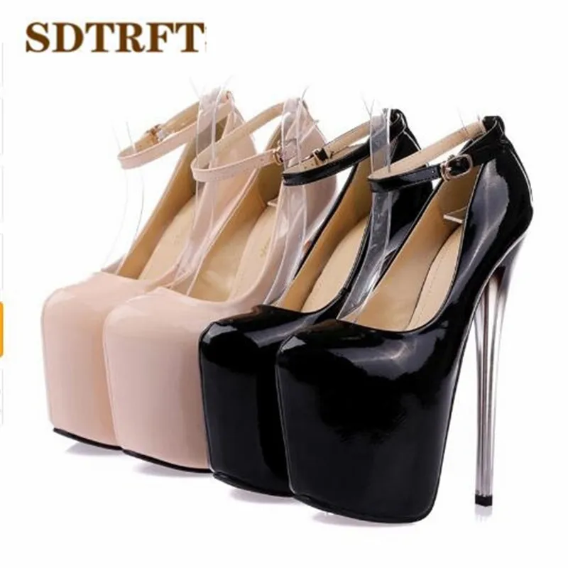 Crossdresser Plus:34-43 Spring/Autumn 22 19 16cm thin high heels sexy Patent Leather club pumps women wedding shoes Stilettos