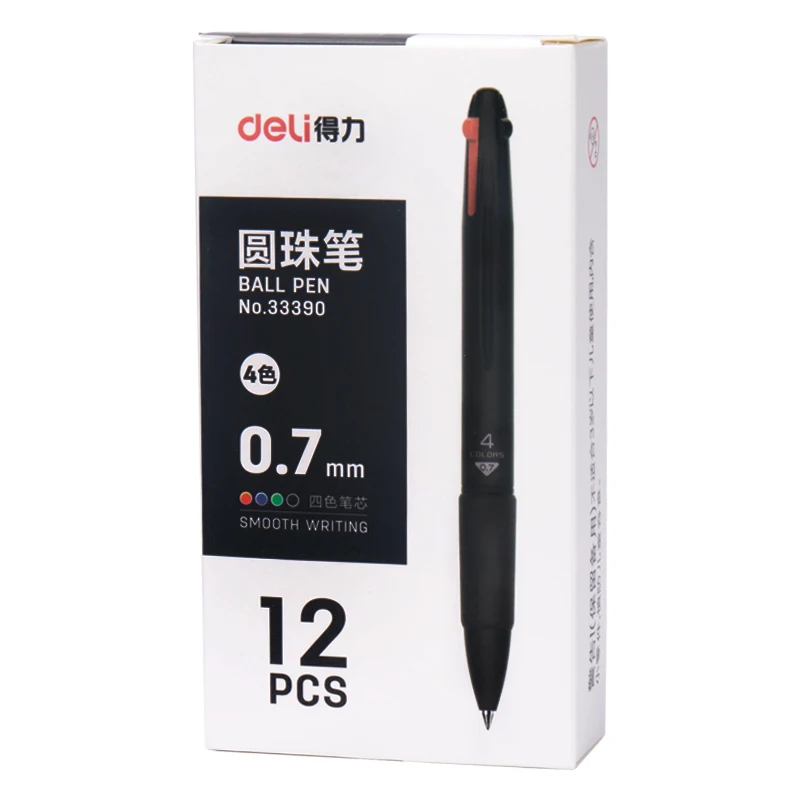 12pcs/lot MultiColor Pen Fine Point 4 in 1 Colorful Retractable Ballpoint Pens, Multi Function Pen, (0.7mm), Free Shipping