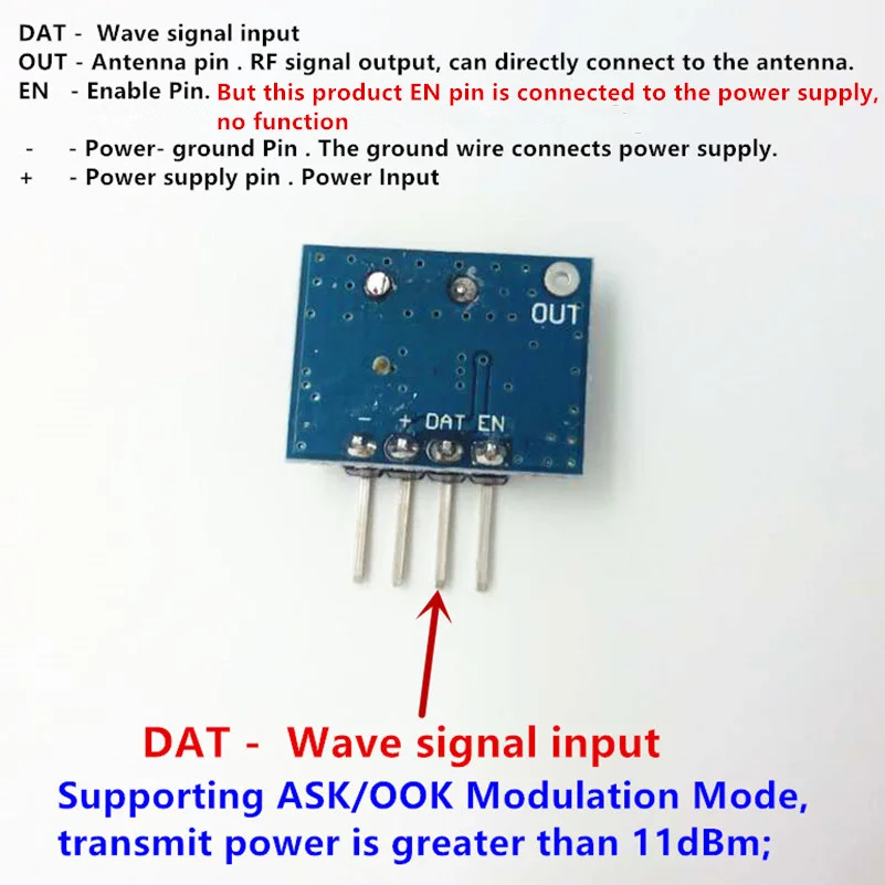 1piece superheterodyne 433mhz RF Wireless Transmitter Module Small Size Low Power for remote control adruino diy kit