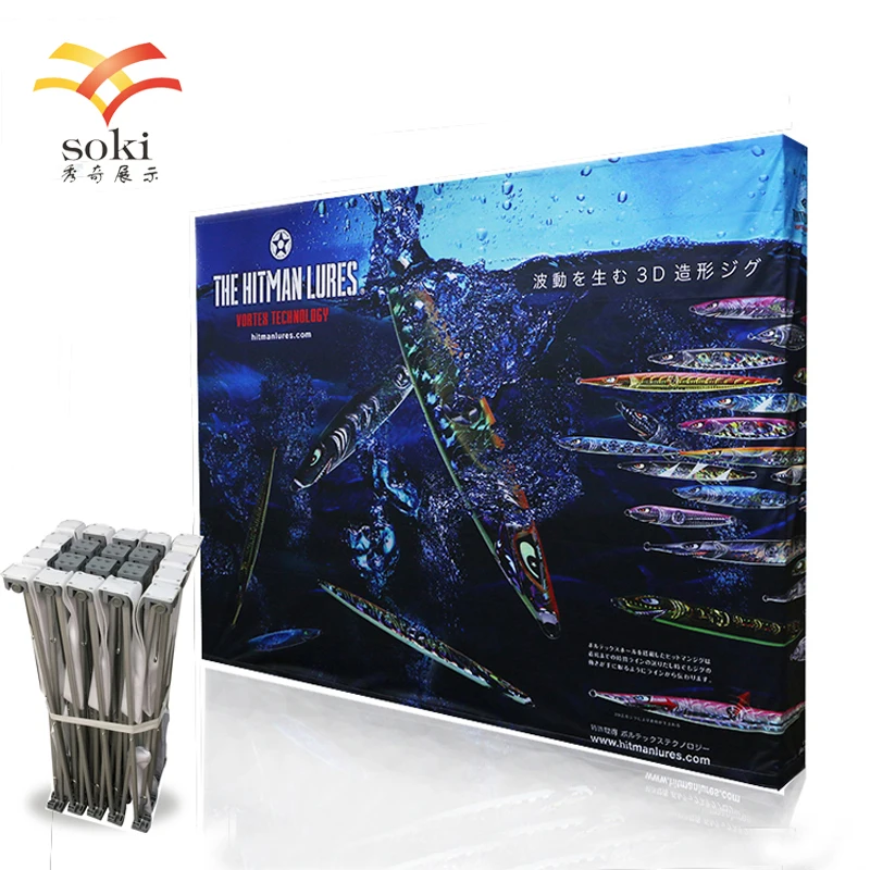 8ft 10ft Exhibit Display Trade Show Tension Fabric Pop Up Wall with Endcaps Publicitaire Booth backdrop Customized Fabric Cover