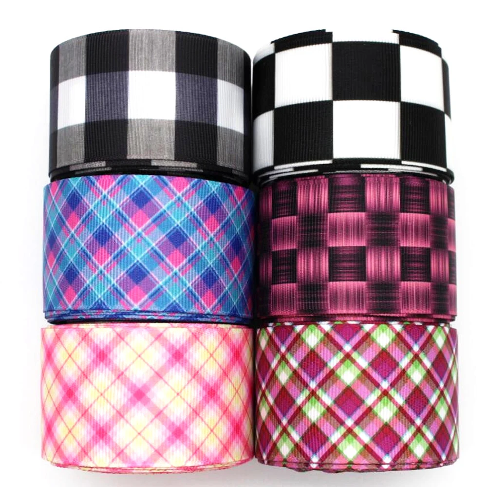 10 Yards 25MM 38MM Plaid Ribbon DIY Handmade Material Headdress Hair Bows Vertical Grid Colorful Grosgrain Ribbons