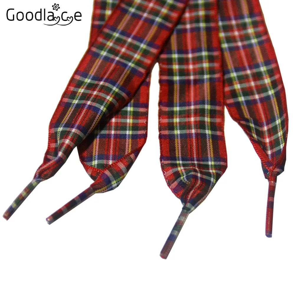 120cm/47" Long of Flat Fashion Checkered Ribbon Shoelaces British Style Plaid Shoe Laces 2.5cm/ 1 Inch Wide image 4