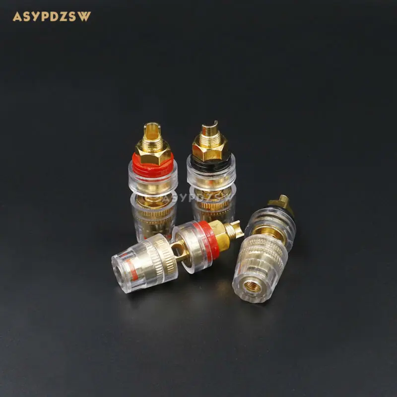 4 Buah Tiang Amplifier Audio Terminal Speaker Berlapis Tembaga Stud Transparan Kristal 8Mm Jack Pisang