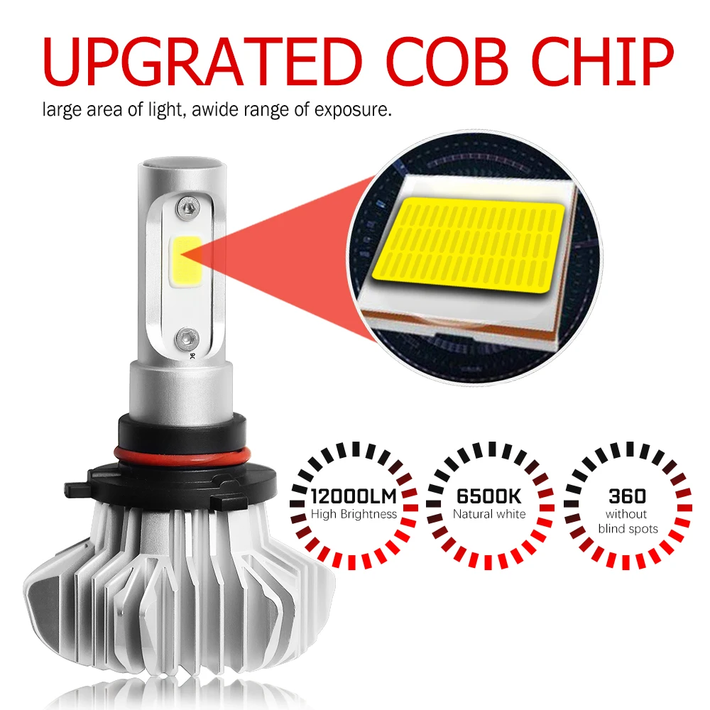 BraveWay LED COB Chip Car Headlight H4 LED H7 9005 HB3 9006 HB4 H11 H8 H1 Car Bulb 10000LM 6500K 12V for Motorcycle Automobile