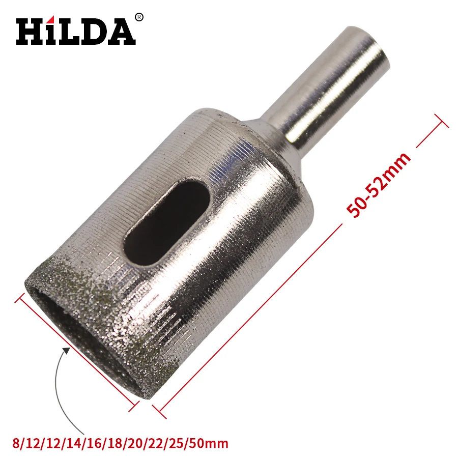 HILDA 10PCS/set 8-50mm Diamond Coated Core Hole Saw Drill Bits Tool Cutter For Tiles Marble Glass Granite Drilling Best Price