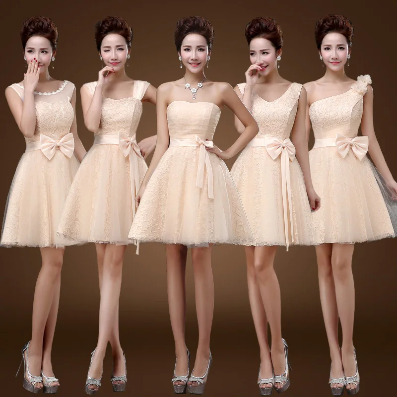 Sweet bridesmaid dress short paragraph 2021 new fashion design bow champagne prom dress free shipping