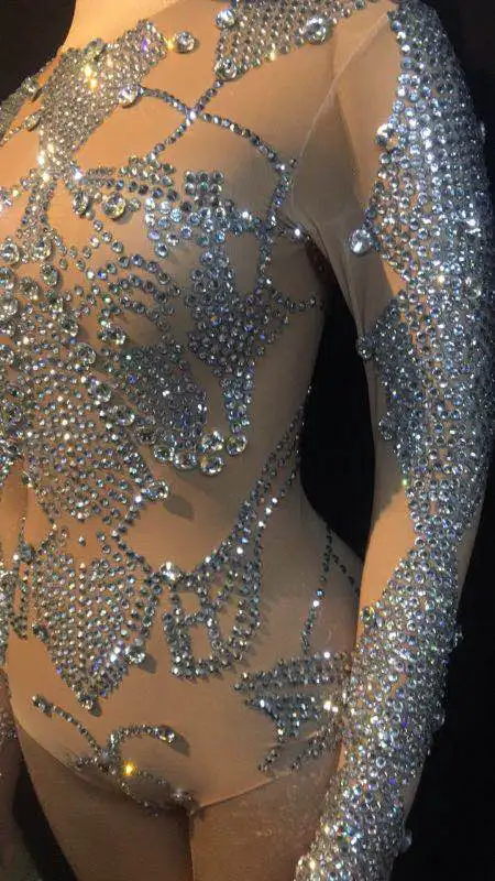 2020 donne New Sexy Shiny strass Dance body Nightclub Outfit Stage Skinny Costume compleanno Prom Show Stretch body