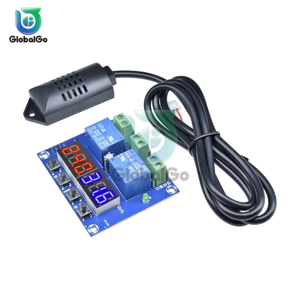 DC 12V Digital Display Dual Output Thermostat LED Temperature Humidity Controller Module Relay Thermometer Hygrometer M452