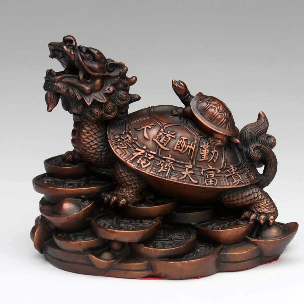 

Old Feng Shui Home Decoration Chinese Dragon Turtle Tortoise Treasure Bowl Statue Furnishing Articles Manualidades Souvenirs