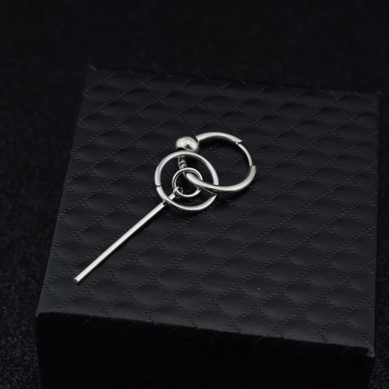 Original design trendy men\'s earrings stainless steel earrings earrings long beaded fine earrings without pierced spring clips