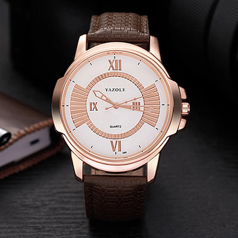 YAZOLE Top Brand Luxury Watch Men Watch Fashion Waterproof Watches Leather Men's Watch Clock saat relogio masculino reloj hombre