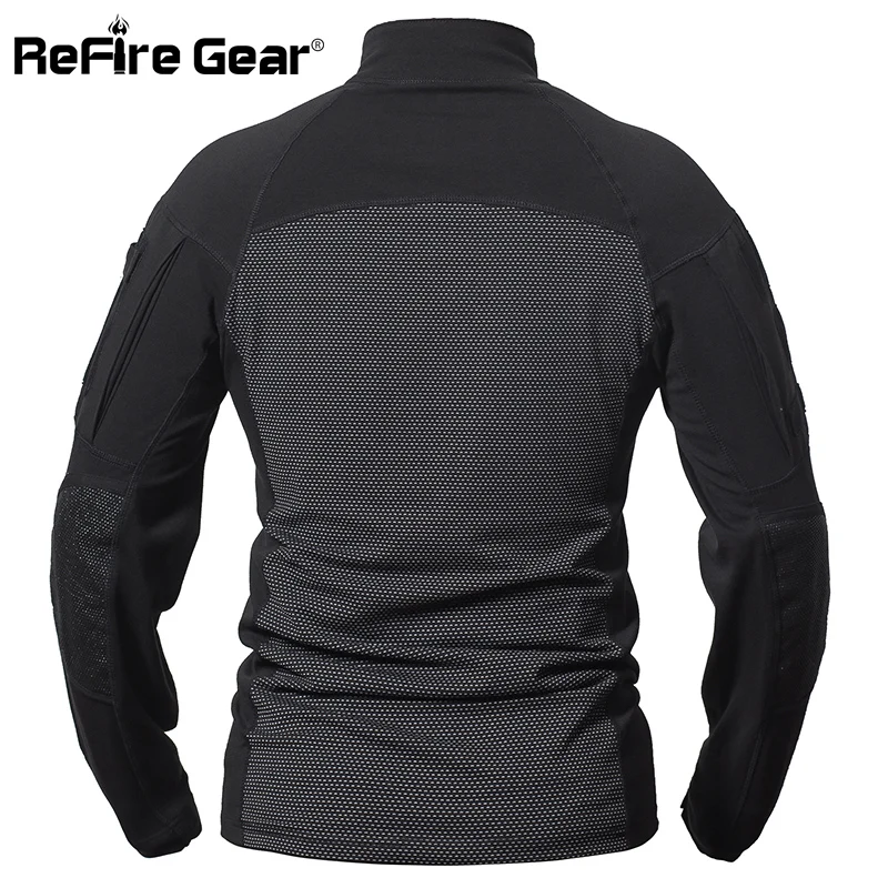 ReFire Gear Tactical Combat Shirt Men Cotton Military Uniform Camouflage T Shirt Multicam US Army Clothes Camo Long Sleeve Shirt