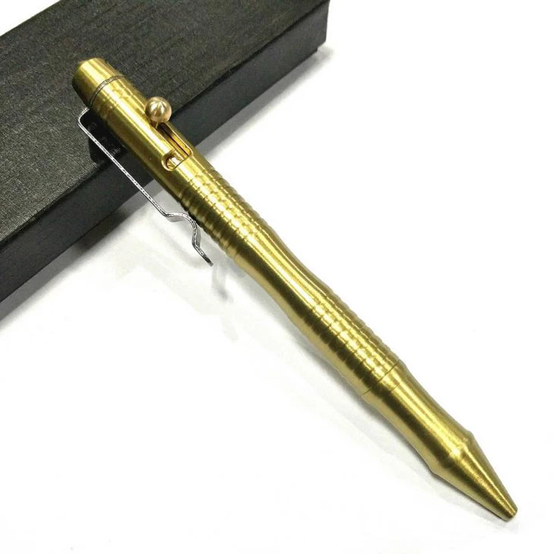 

Handmade Brass Bolt Ballpoint Pen 0.5mm Black Ink Stainless Steel Clip Tactical Pen Self Defense EDC Writing Tool Outdoor