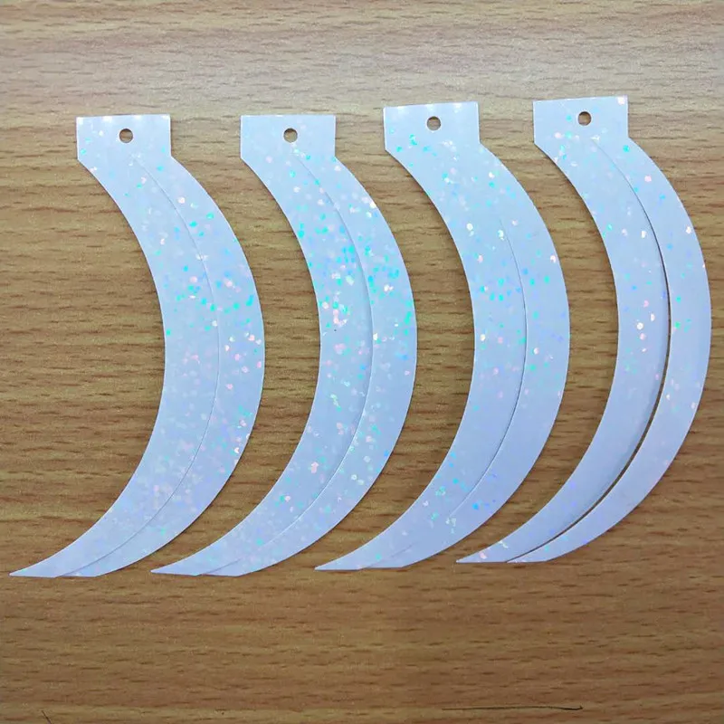 50g 17*85mm Sickle Cat Tail Shape Reaphook Loose Sequins Sewing Wedding Crafts Hologram Laser White