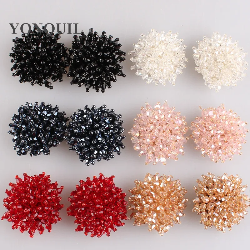 

40 MM Crystal 6 Colors Big Round Sew On Rhinestone With Claw Setting Felt Back Fancy Stone For Hats Dress Accessories 12pcs/Lot