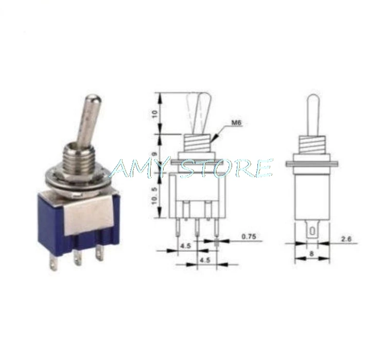 10 قطعة MTS-103 على الخروج على 3 دبابيس 3 المراكز البسيطة الإغلاق تبديل مفاتيح AC 125V/6A 250V/3A