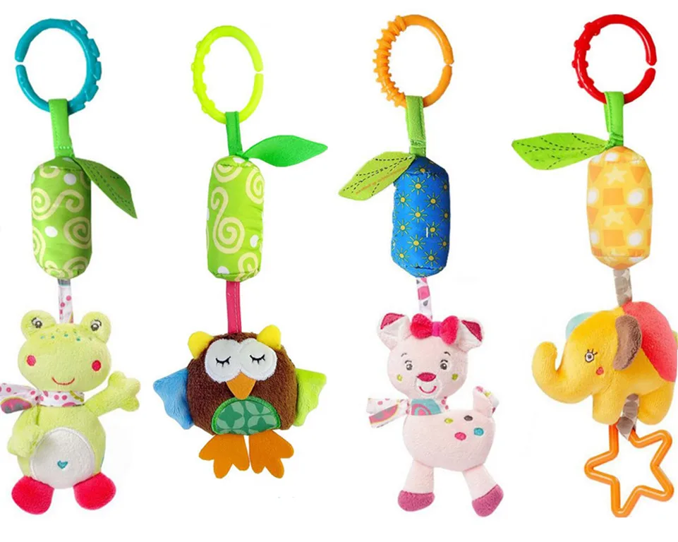 Baby Toys Animal elephant rabbit owl frog Soft Rattles Bed Crib Stroller Music Hanging Bell kids Stuffed Toys I0043