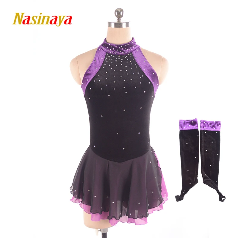 Black Purple Shiny Women's Children's Rhythmic Gymnastics Performance Dress Figure Skating Dance Competition Training Dress