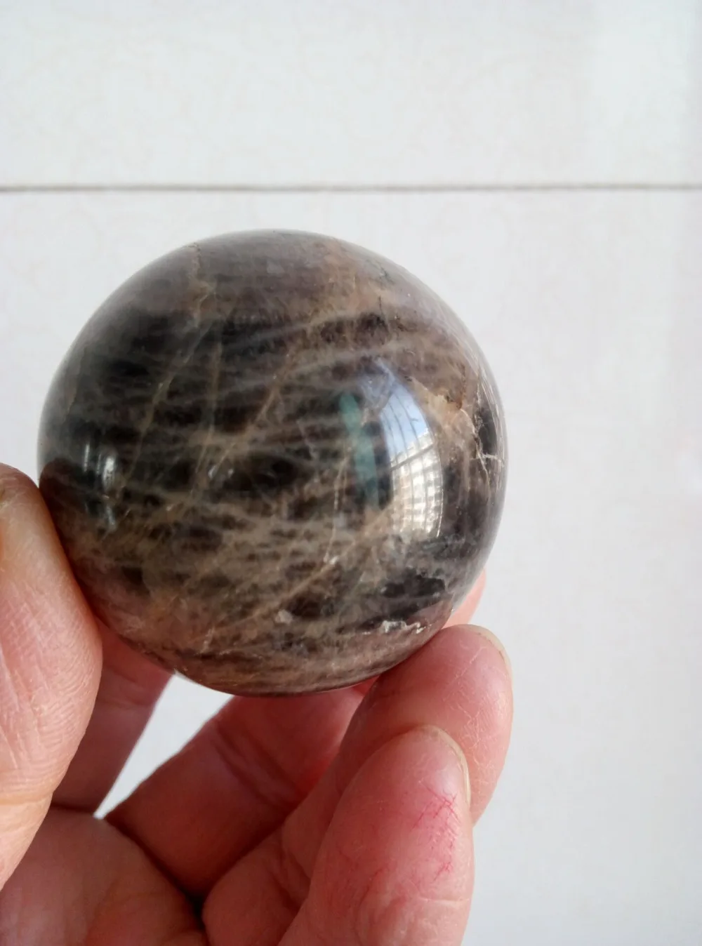 47mm Rare natural Black Sheen Moonstone Quartz Crystal Sphere Ball- Madagascar