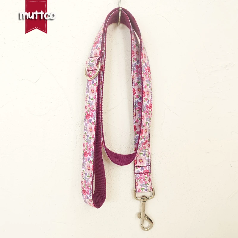 MUTTCO retailing self-design particular personalized leash THE PURPLE FLOWER fashionable dog collars and leashes 5 sizes UDL049