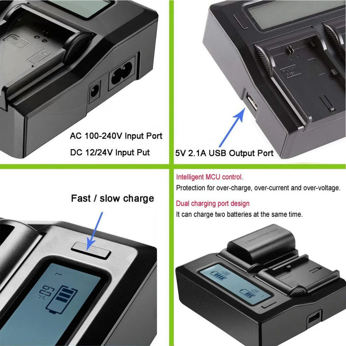 Battery Charger for Panasonic AG-HMC70P, AG-HMC71, AG-HMC72, AG-HMC74, AG-HMC80, AG-HMC80P, AG-HMC80PJ, AG-HMC81EA Camcorder