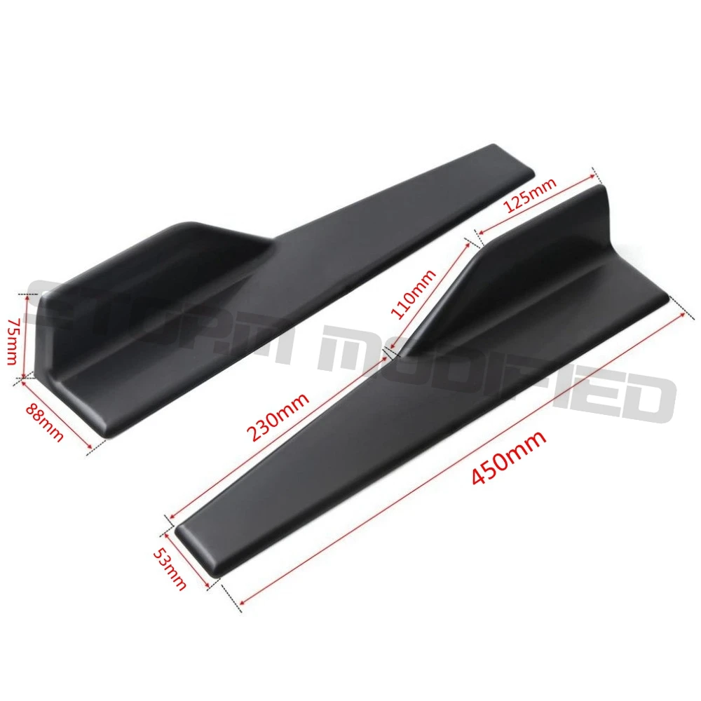 SuTong Black Universal 45cm Car Body Side Skirt Rocker Splitters Strakes Extension Splitters Moulding Trim Auto Car Accessories