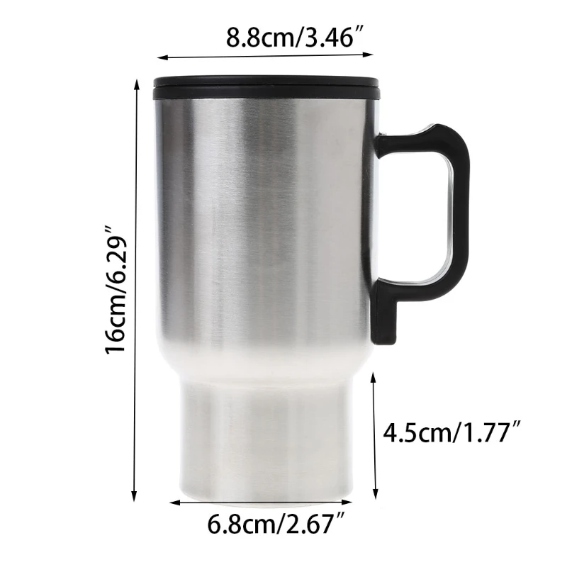 Taza de calefacción para coche de 12V, hervidor eléctrico de viaje de acero inoxidable, termo térmico aislado, novedad de 2021