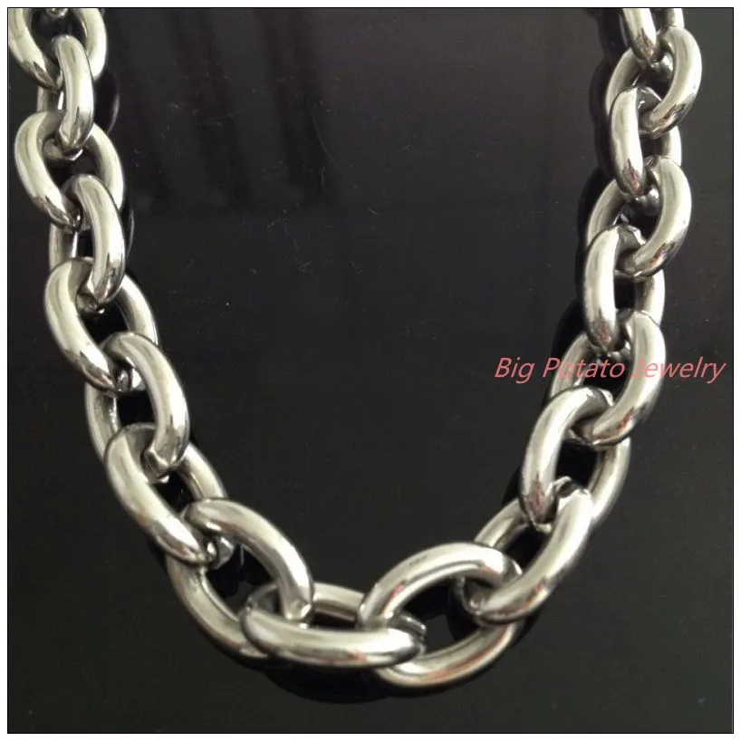 

8"-40" Huge Heavy Jewelry Men's 316L Stainless Steel Silver Color Big O Link Chain Necklace High Quality 14mm Not Fades