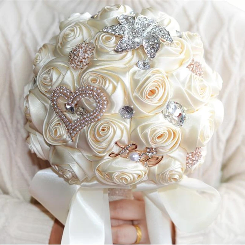 Hot wedding flower bridal bouquets pearl heart bridal bouquet for wedding